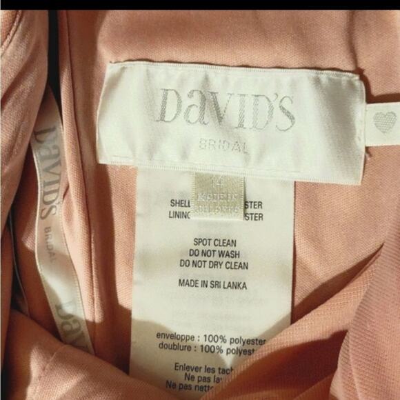 David's Bridal Long antique pink colored gown with rocky gunmetal gray trim wais - Picture 4 of 7